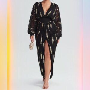 Elegant Black and Gold Women's Swim Cover-Up
